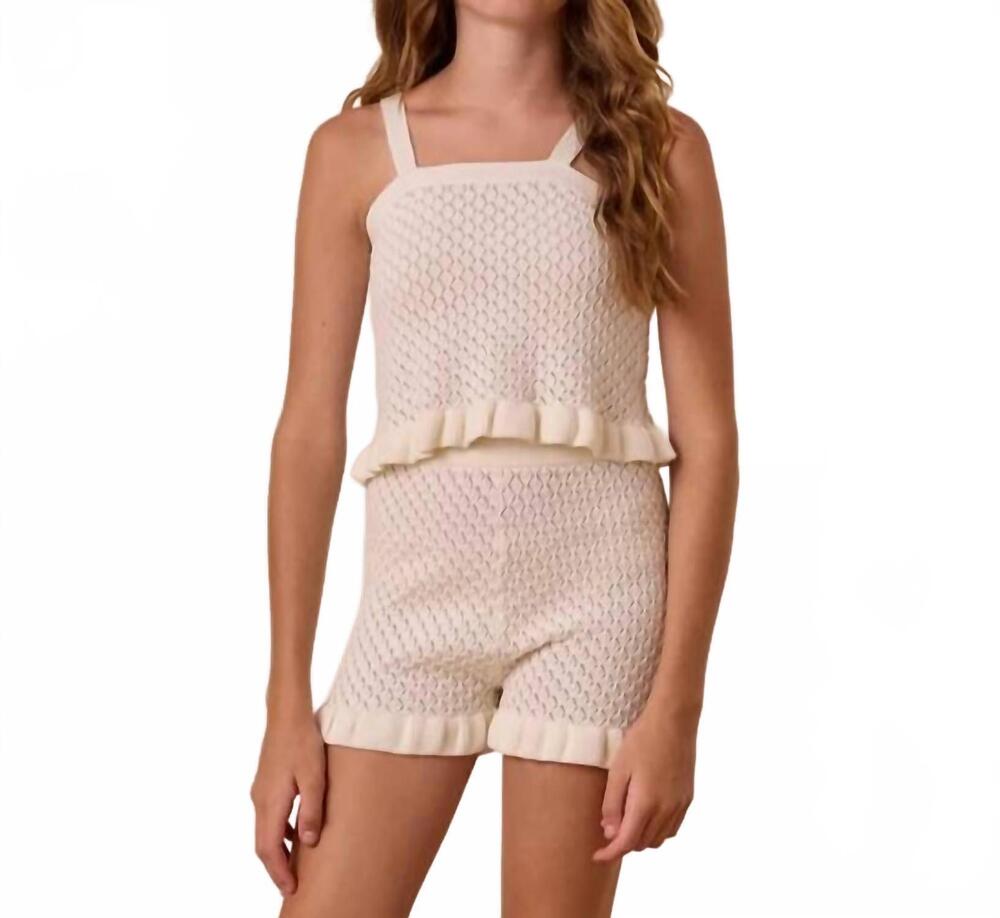 NEW RYLEE + CRU girl's crochet skirt set in ivory